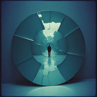 Ek Voer 'n Stryd artwork: a lone figure in a circular blue tunnel